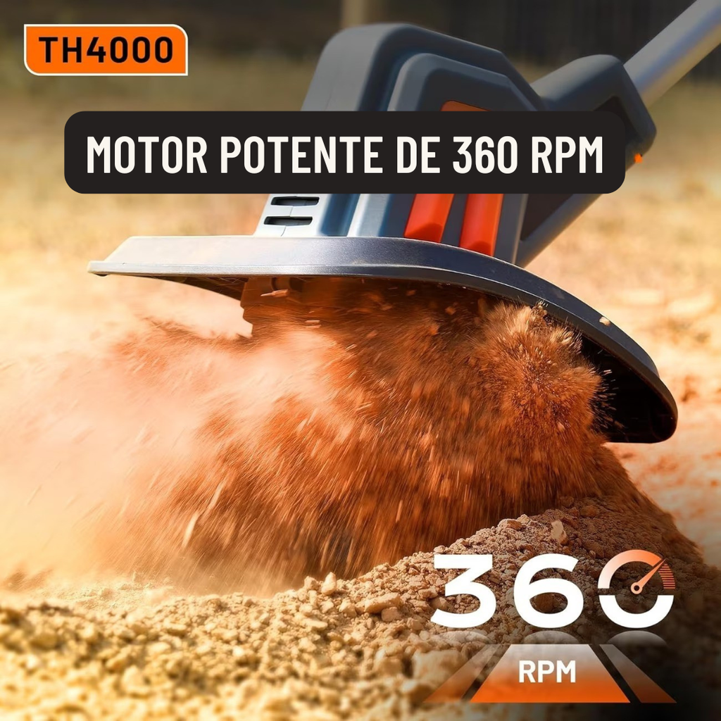 Cultivador Elétrico Terrox Sem Fio Com Lâminas de Aço Inoxidável e Bateria Dupla + BRINDE: Kit 10 Ferramentas